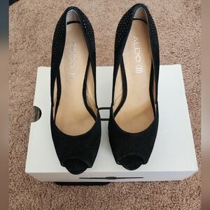 Aldo Elegant Black Peep Toe Heels
